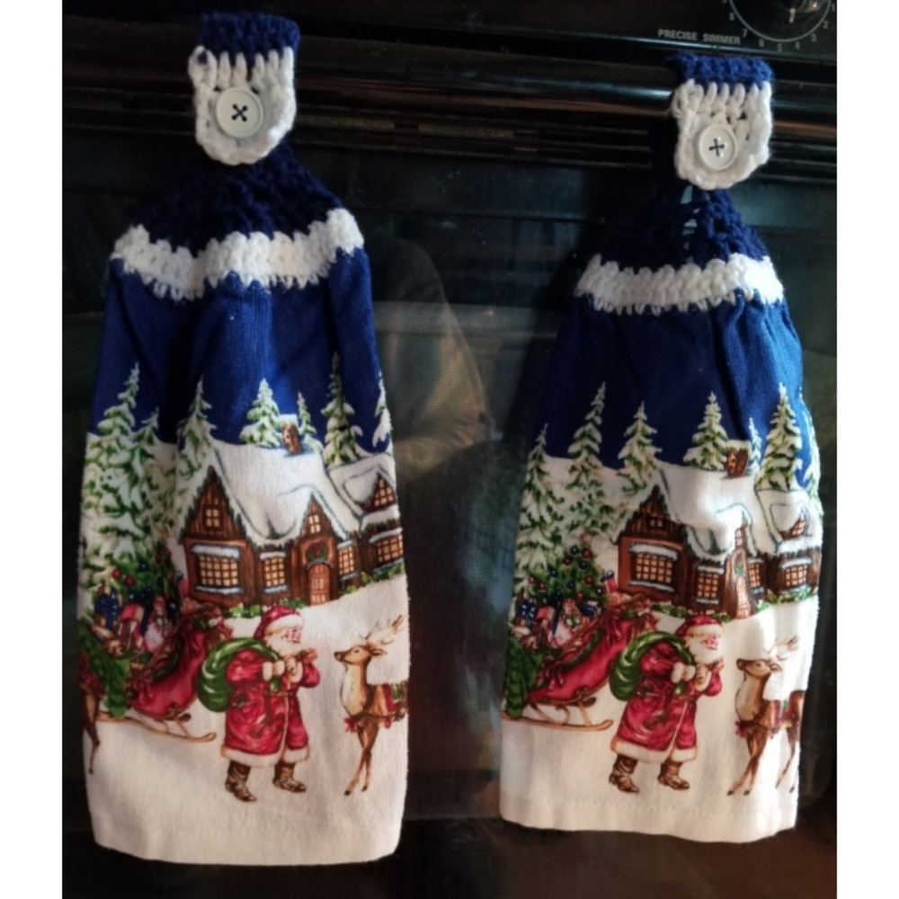 Set of 2 Santa and deer tea towels